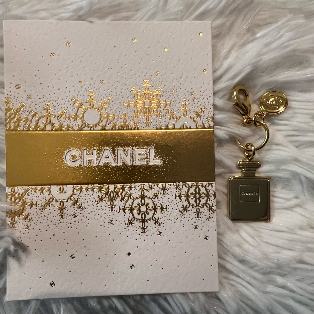 Authentic Chanel Double Sided Perfume Bottle Logo Charm & Small Blank Ca… - Picture 6 of 6